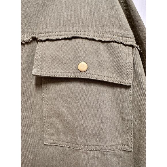 Davi & Dani Women’s Olive Green “Rock & Roll” Frayed Utility Jacket. Sz L NEW - Picture 9 of 13